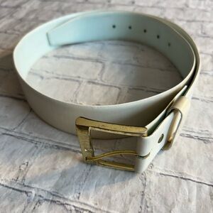 HARNESS HOUSE VINTAGE GLUVSOFT STEERHIDE SOLID BRASS BUCKLE CREAM COLOR BELT
